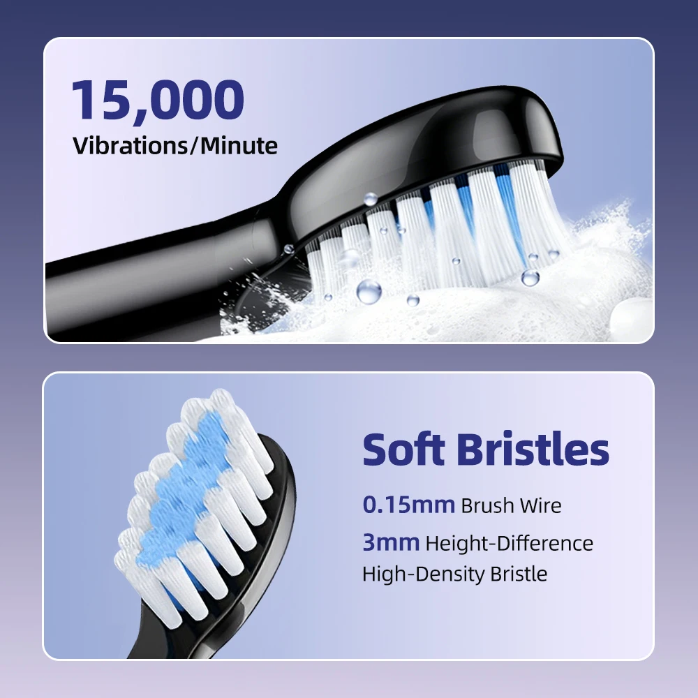 Electric Toothbrush Rotation 5 Modes Whitening Sensitive Gum Care Oral Deep Clean Tool IPX7 Waterproof Teeth Brush with 4 Heads
