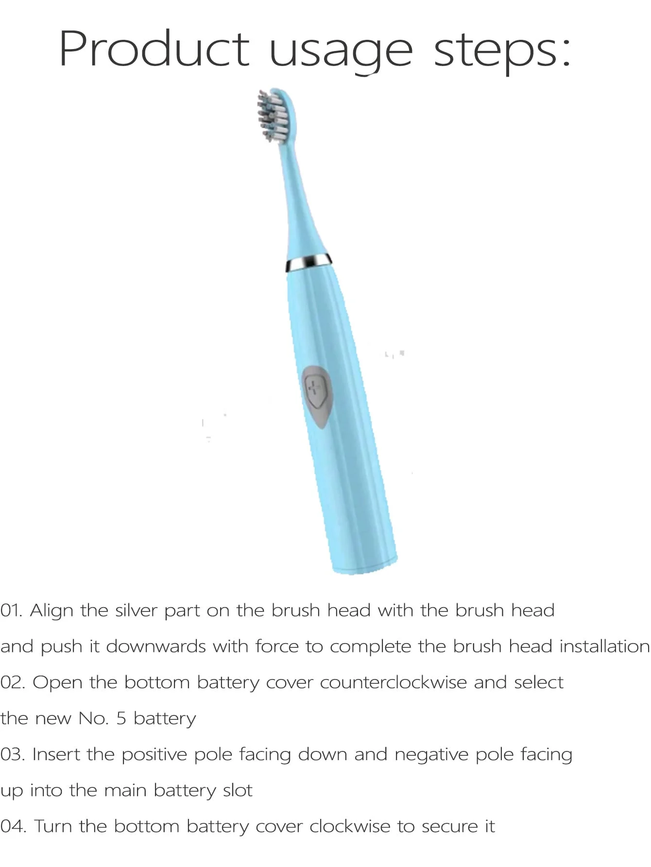 2026 Adult Electric Toothbrush , for home use or travel. Brush head colors are random Battery model（Batteries not includ）